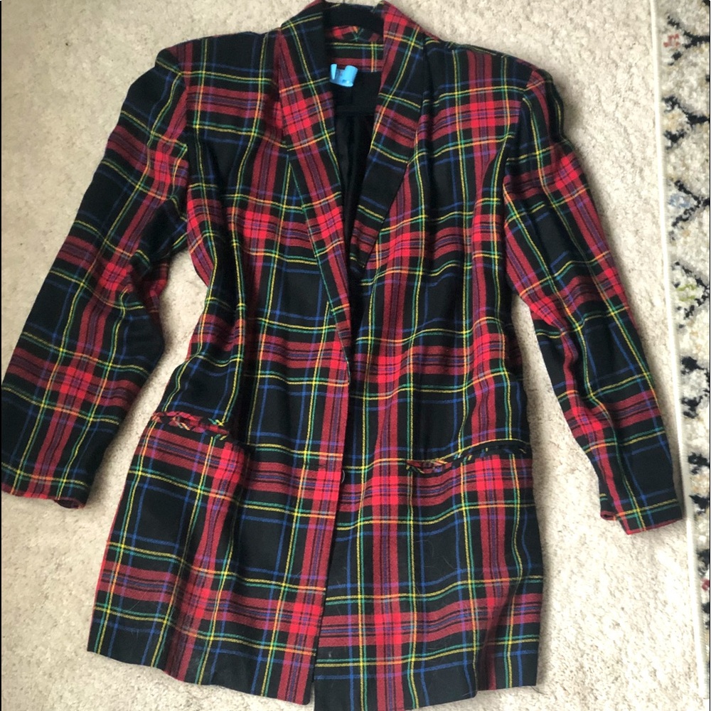 Plaid Vintage Blazer/Jacket with Shoulder Pads